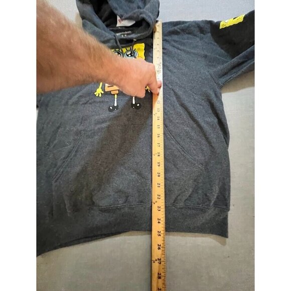 Nickelodeon Sponge Bob Sweatshirt Adult M Gray Pullover Long Sleeves Hoodie Mens - Picture 8 of 9